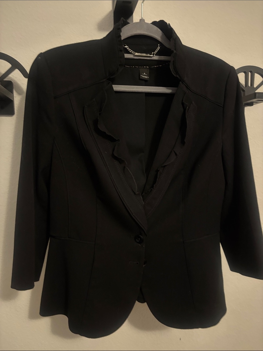 Women's Black Ruffle-Trim Blazer